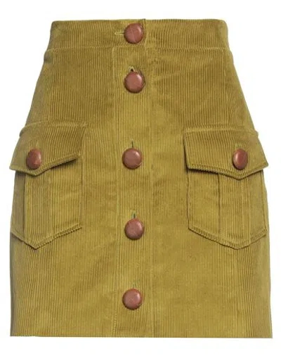 Maria Vittoria Paolillo Mvp Woman Mini Skirt Military Green Size 4 Cotton, Polyester