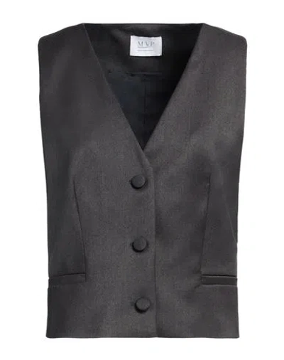 Maria Vittoria Paolillo Mvp Woman Tailored Vest Lead Size 10 Polyester, Wool, Elastane In Grey