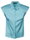 Maria Vittoria Paolillo Structured Blue Viscose Shirt With Glossy Finish