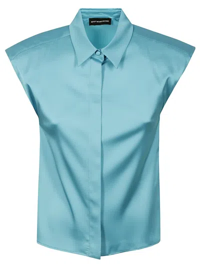 Maria Vittoria Paolillo Structured Blue Viscose Shirt With Glossy Finish