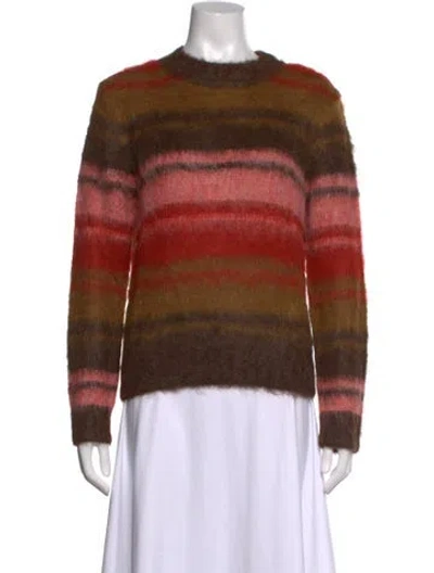 Pre-owned Mariacher. Alpaca Striped Sweater W/ Tags In Brown