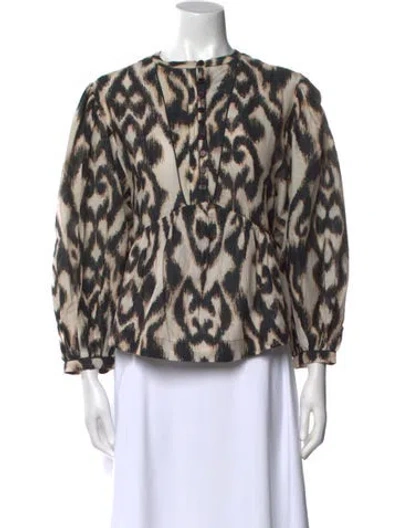 Pre-owned Mariacher. Animal Print Bateau Neckline Blouse W/ Tags In Black