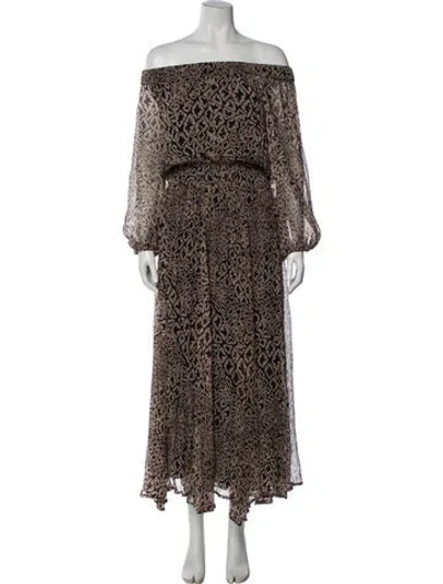 Pre-owned Mariacher. Animal Print Long Dress W/ Tags In Brown