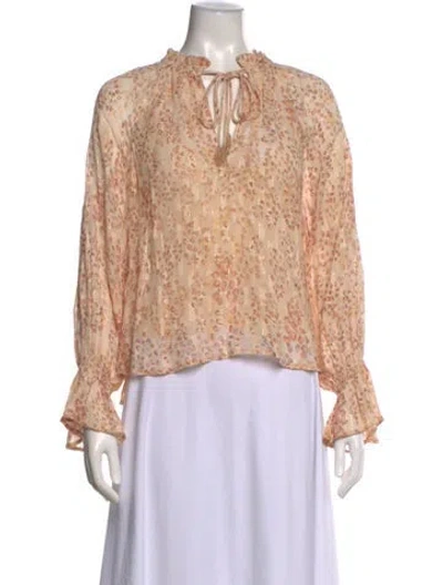 Pre-owned Mariacher. Animal Print Tie Neck Blouse In Neutrals