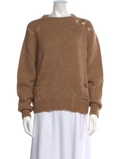 Pre-owned Mariacher. Baby Alpaca Crew Neck Sweater In Brown