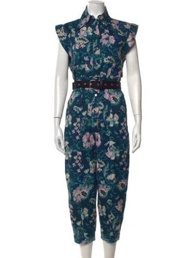 Pre-owned Mariacher. Floral Print Jumpsuit In Blue