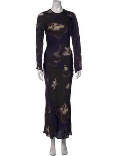 Pre-owned Mariacher. Floral Print Long Dress In Black