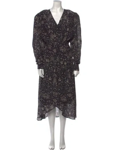Pre-owned Mariacher. Floral Print Long Dress In Blue