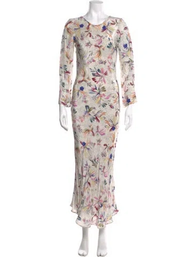 Pre-owned Mariacher. Floral Print Long Dress In Multi