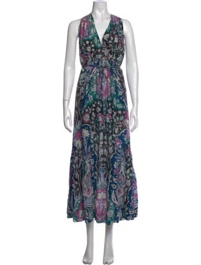 Pre-owned Mariacher. Floral Print Long Dress In Multicolor