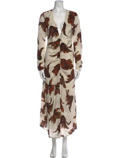 Pre-owned Mariacher. Floral Print Long Dress In Neutral