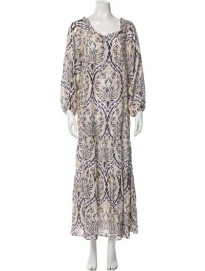 Pre-owned Mariacher. Floral Print Long Dress In Neutral