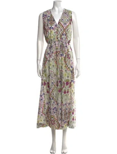 Pre-owned Mariacher. Floral Print Long Dress In Neutral