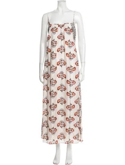 Pre-owned Mariacher. Floral Print Long Dress In Neutrals