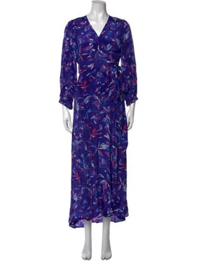 Pre-owned Mariacher. Floral Print Long Dress In Purple