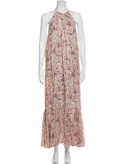 Pre-owned Mariacher. Floral Print Long Dress W/ Tags In Blue