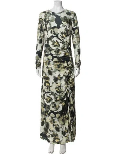 Pre-owned Mariacher. Floral Print Long Dress W/ Tags In Green