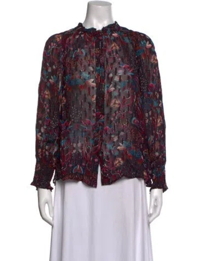 Pre-owned Mariacher. Floral Print Long Sleeve Blouse In Multicolor