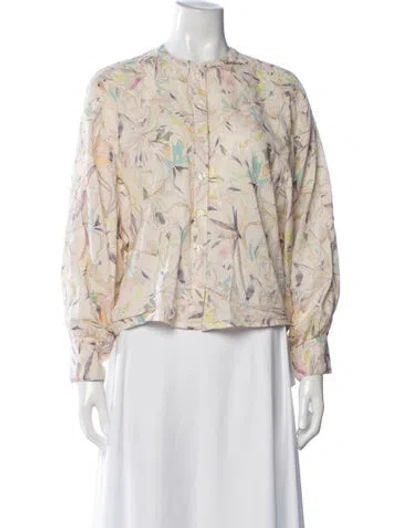 Pre-owned Mariacher. Floral Print Long Sleeve Top In Neutrals