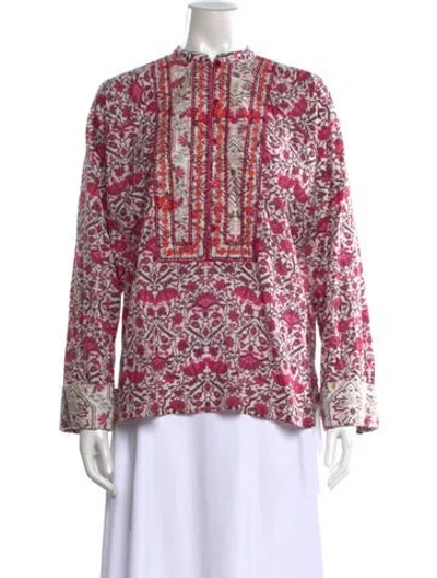 Pre-owned Mariacher. Floral Print Long Sleeve Top In Pink