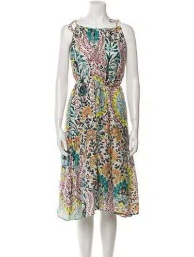 Pre-owned Mariacher. Floral Print Midi Length Dress In Neutral