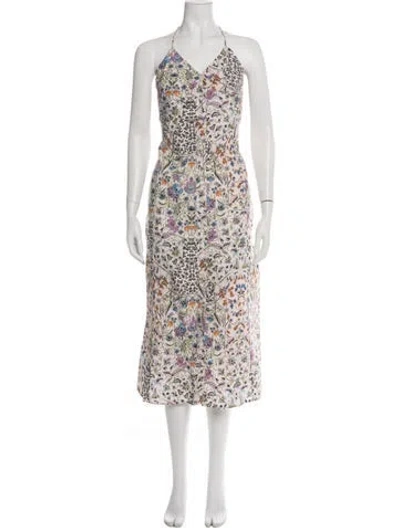 Pre-owned Mariacher. Floral Print Midi Length Dress In Neutral