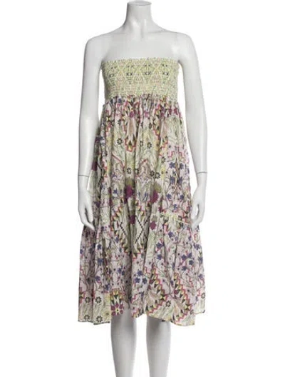 Pre-owned Mariacher. Floral Print Midi Length Dress In Pink