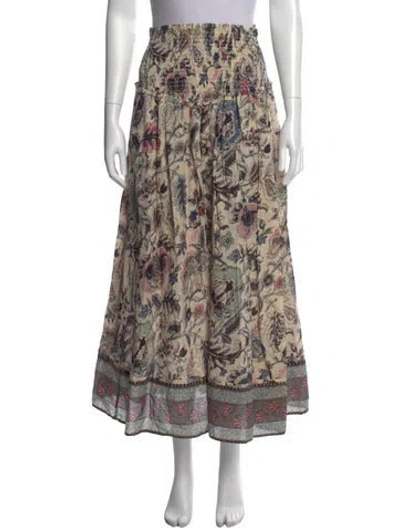 Pre-owned Mariacher. Floral Print Midi Length Skirt In Neutral