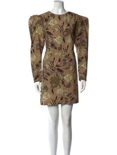 Pre-owned Mariacher. Floral Print Mini Dress In Brown