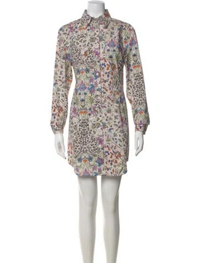 Pre-owned Mariacher. Floral Print Mini Dress In Green