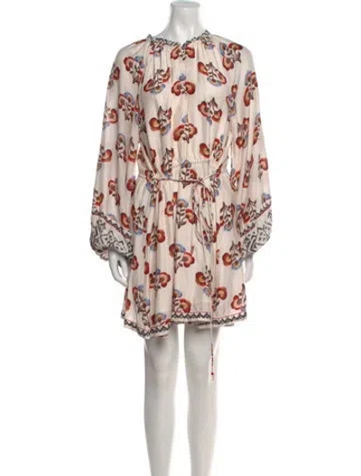 Pre-owned Mariacher. Floral Print Mini Dress In Neutral