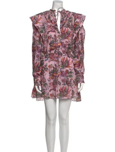 Pre-owned Mariacher. Floral Print Mini Dress In Pink