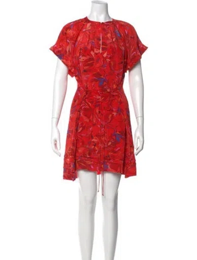 Pre-owned Mariacher. Floral Print Mini Dress In Red
