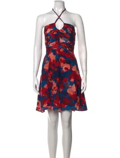 Pre-owned Mariacher. Floral Print Mini Dress W/ Tags In Red