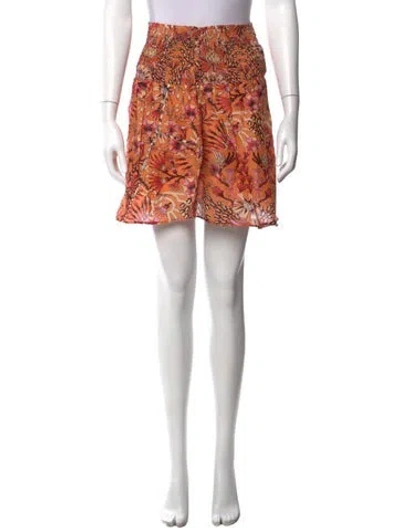 Pre-owned Mariacher. Floral Print Mini Skirt In Yellow