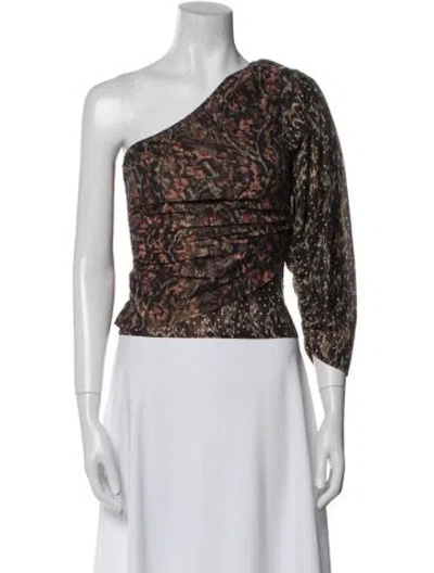 Pre-owned Mariacher. Floral Print One-shoulder Crop Top In Multi