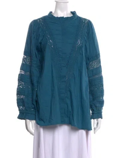 Pre-owned Mariacher. Lace Pattern Midi Length Dress In Blue