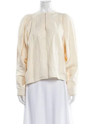 Pre-owned Mariacher. Linen Long Sleeve Blouse In Neutral