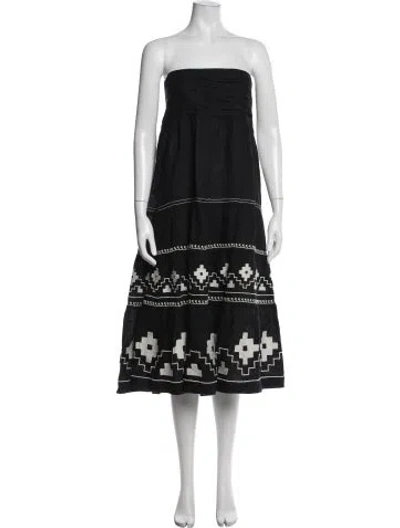 Pre-owned Mariacher. Linen Midi Length Dress In Black