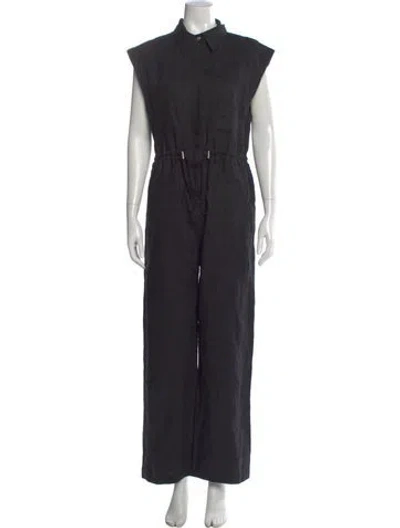 Pre-owned Mariacher. Linen Mock Neck Jumpsuit In Black