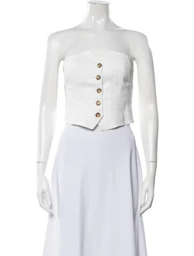 Pre-owned Mariacher. Linen Strapless Crop Top In White