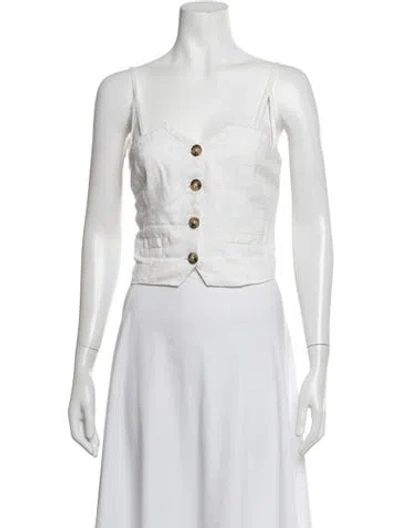 Pre-owned Mariacher. Linen V-neck Crop Top In Green