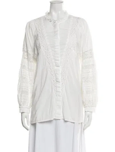 Pre-owned Mariacher. Long Sleeve Blouse In White