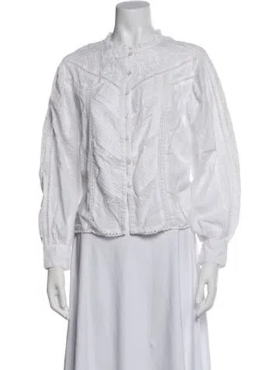 Pre-owned Mariacher. Long Sleeve Blouse In White