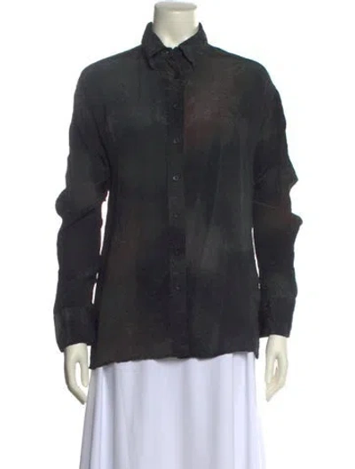 Pre-owned Mariacher. Long Sleeve Button-up Top In Gray