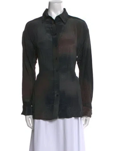 Pre-owned Mariacher. Long Sleeve Button-up Top In Green
