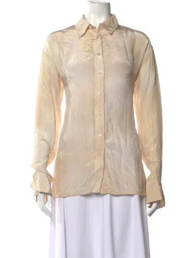Pre-owned Mariacher. Long Sleeve Button-up Top In Neutrals