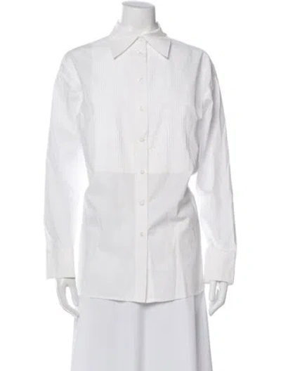Pre-owned Mariacher. Long Sleeve Button-up Top In White