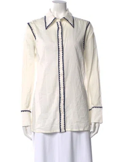 Pre-owned Mariacher. Long Sleeve Button-up Top In White
