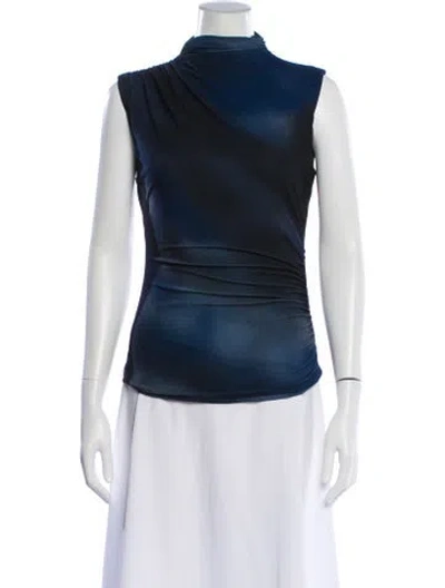 Pre-owned Mariacher. Mock Neck Sleeveless Top In Blue
